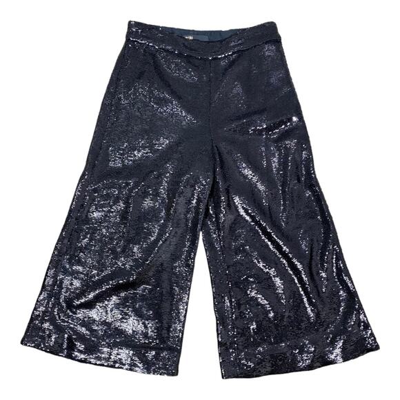 NWT MAJE PANTS WHIMSIGOTH FAIRY GRUNGE EDGY BLACK SEQUIN CROPPED PANTS WIDE LEG - Picture 4 of 11